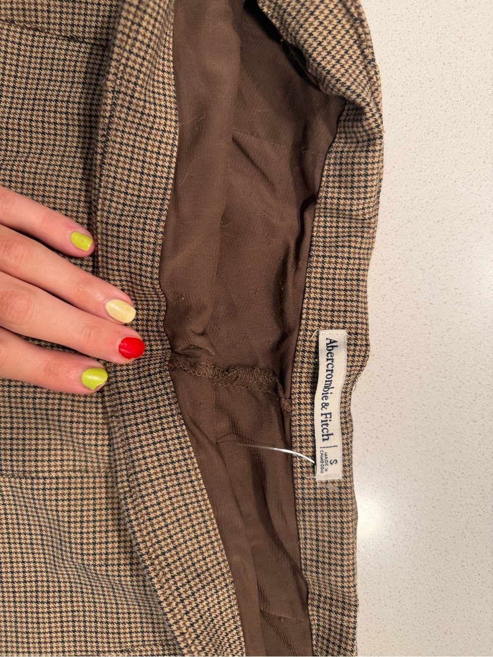 Abercrombie Pleated Brown Plaid Mini Skirt - Picture 4 of 5